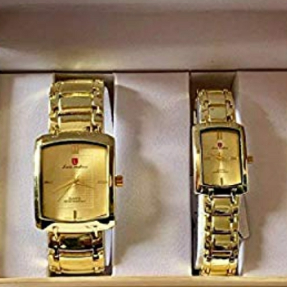 His&Hers Matching Luis Cardini Quartz MOVT Watches